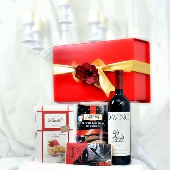 Gourmet Christmas Cadou De Afaceri Cu Vin Davino Ceptura Rouge Si Foie Gras